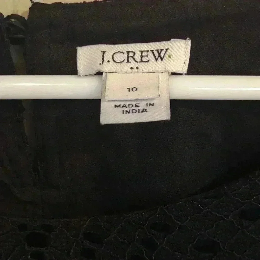 J.Crew Womens‎ Short Sleeve Lace/crochet black blouse Size 10
